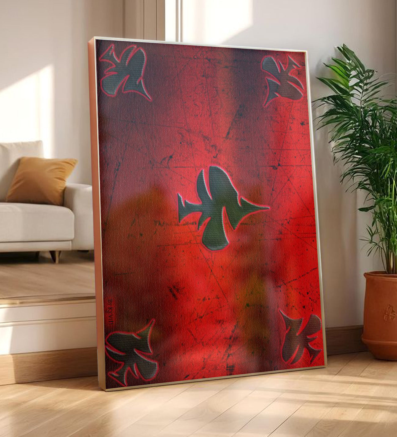 Framed Painting with Spade Design