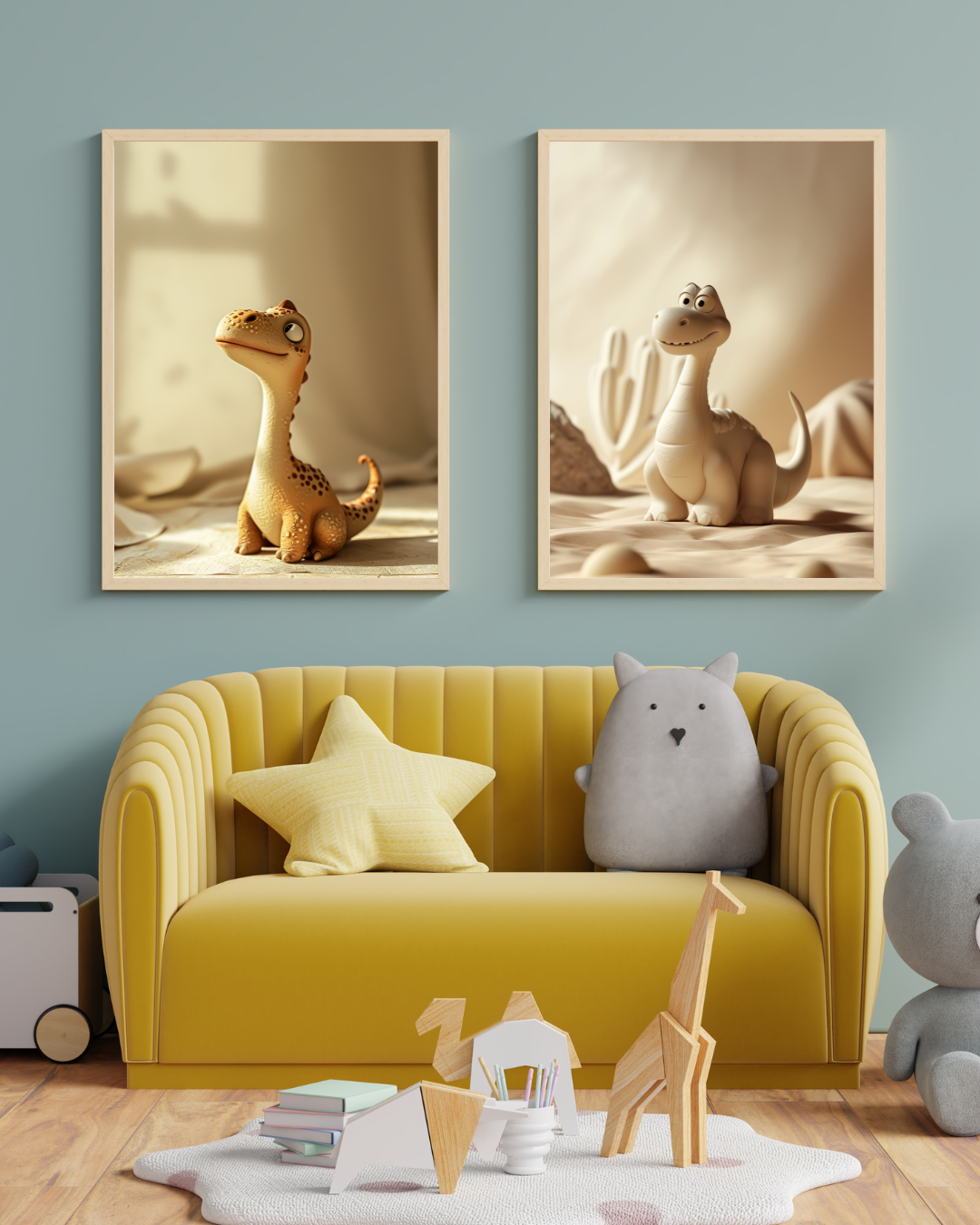 Children's Room Dinosaurs Series 3-Piece Framed Painting