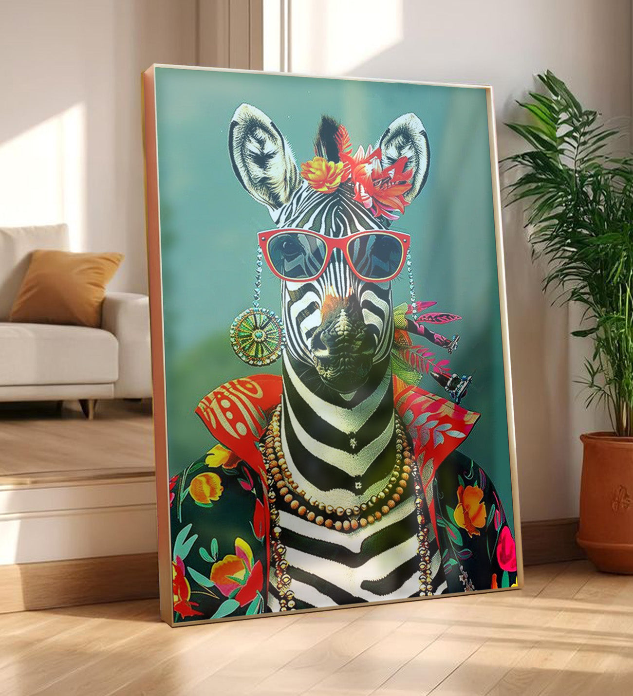 Zebra Uçuk Kaçık Severlere Çerçeveli Tablo