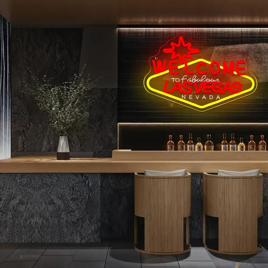 Neon Welcome Las Vegas Themed Illuminated Decorative Wall Lighting