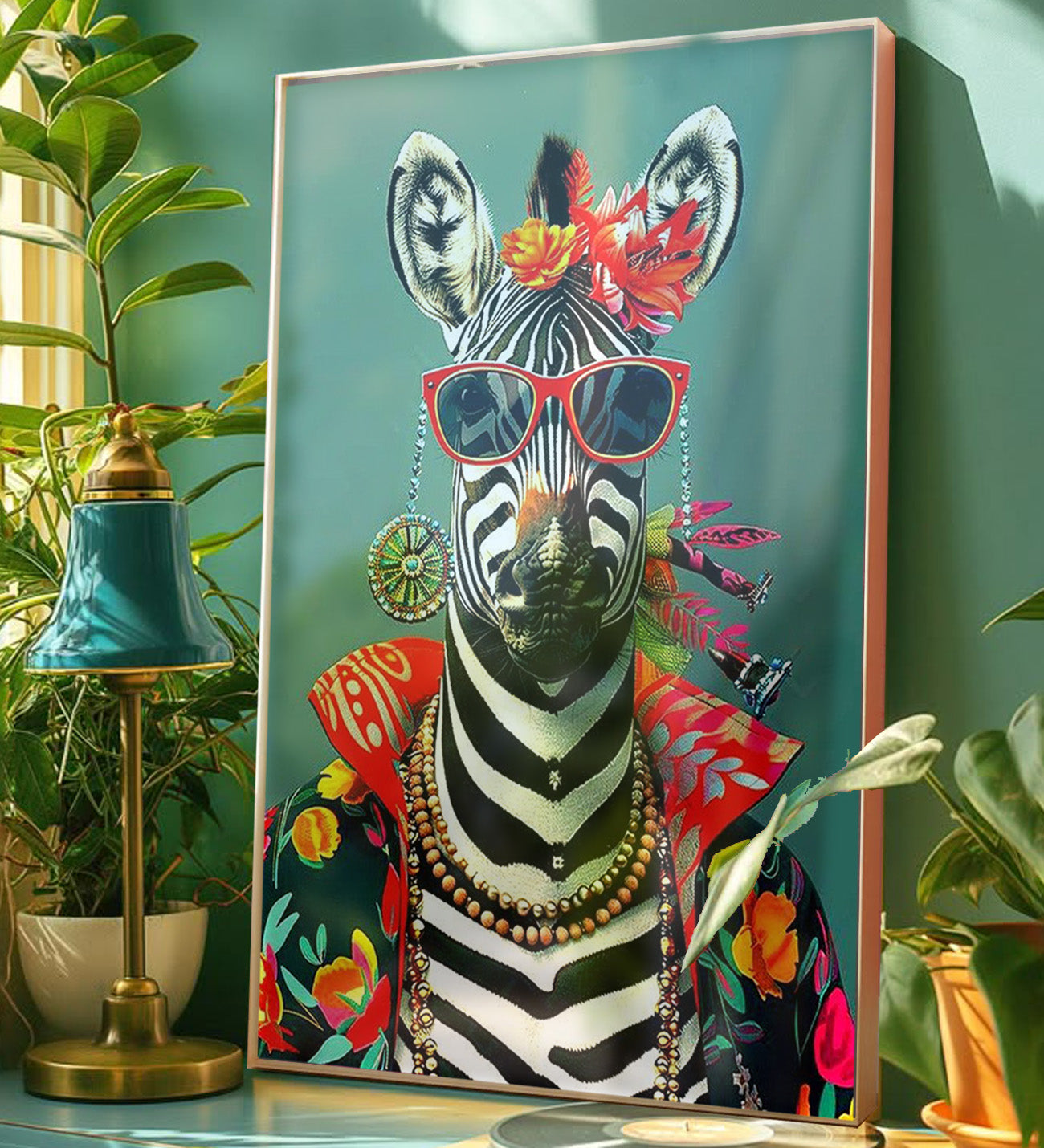 Zebra Uçuk Kaçık Severlere Çerçeveli Tablo