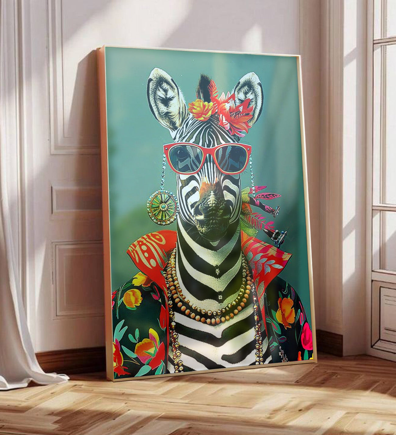 Zebra Uçuk Kaçık Severlere Çerçeveli Tablo