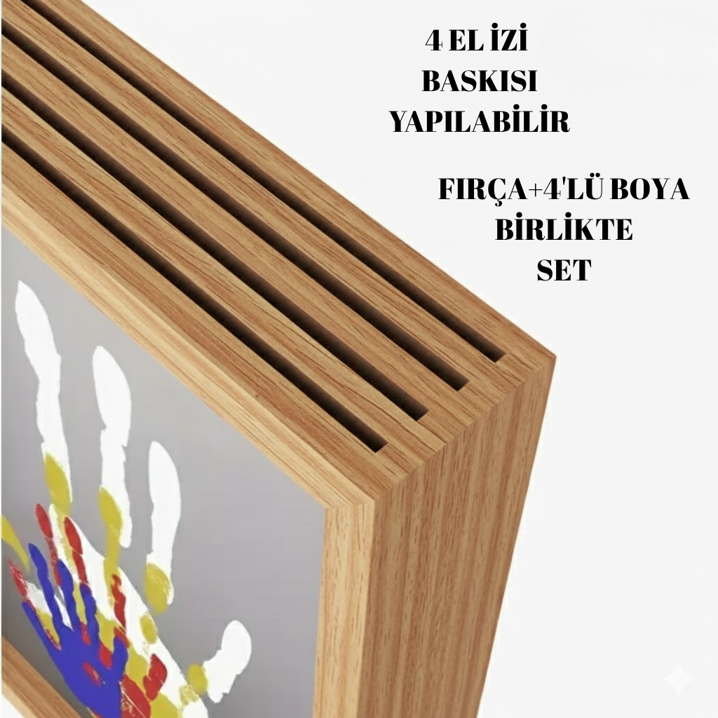 Çocuklar ve Aileler İçin El İzi Tablo Seti | Pleksi Üzerine Boya ile Hatıra Hediye - (Boya ve Fırça Dahil)