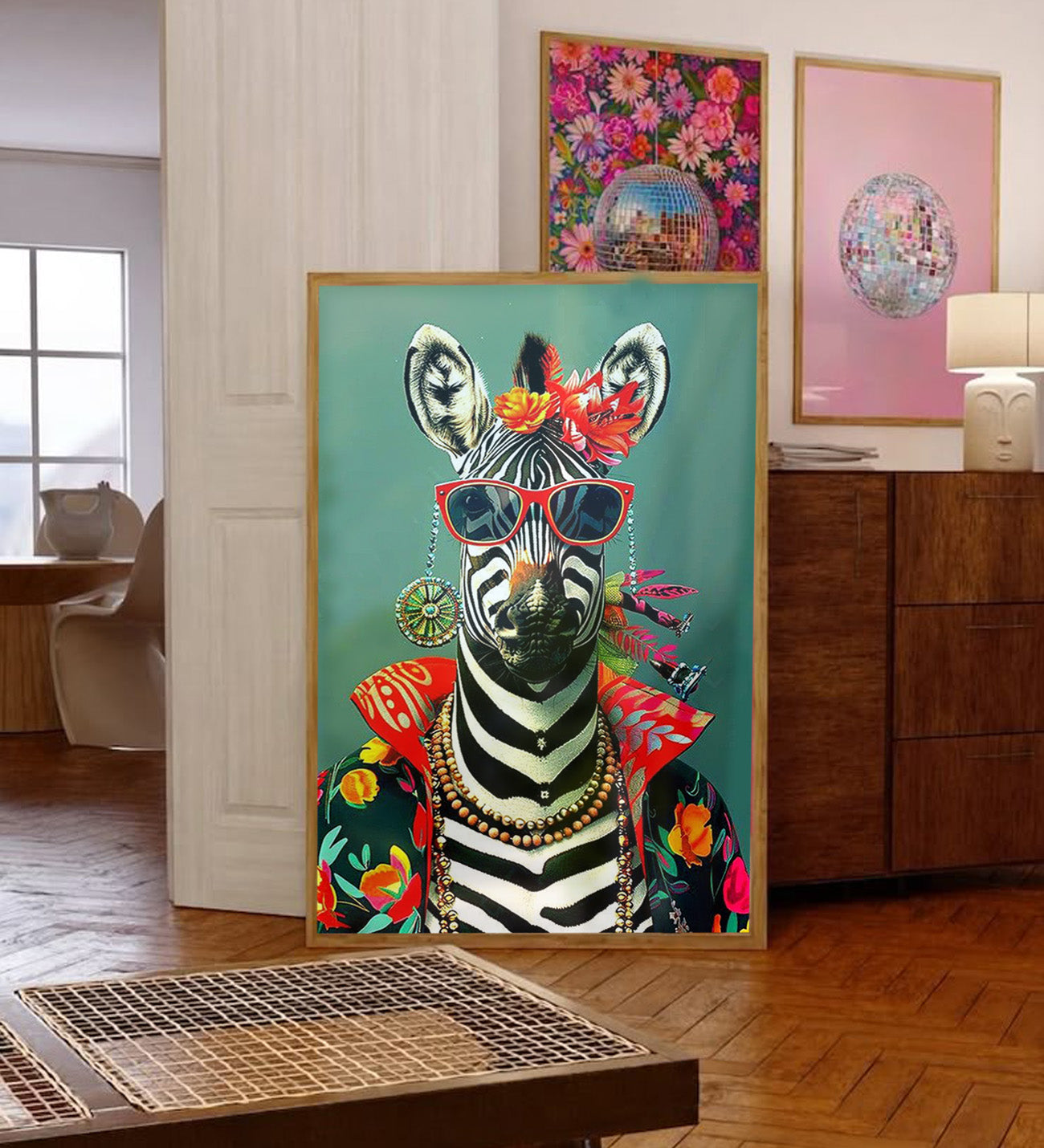 Zebra Uçuk Kaçık Severlere Çerçeveli Tablo