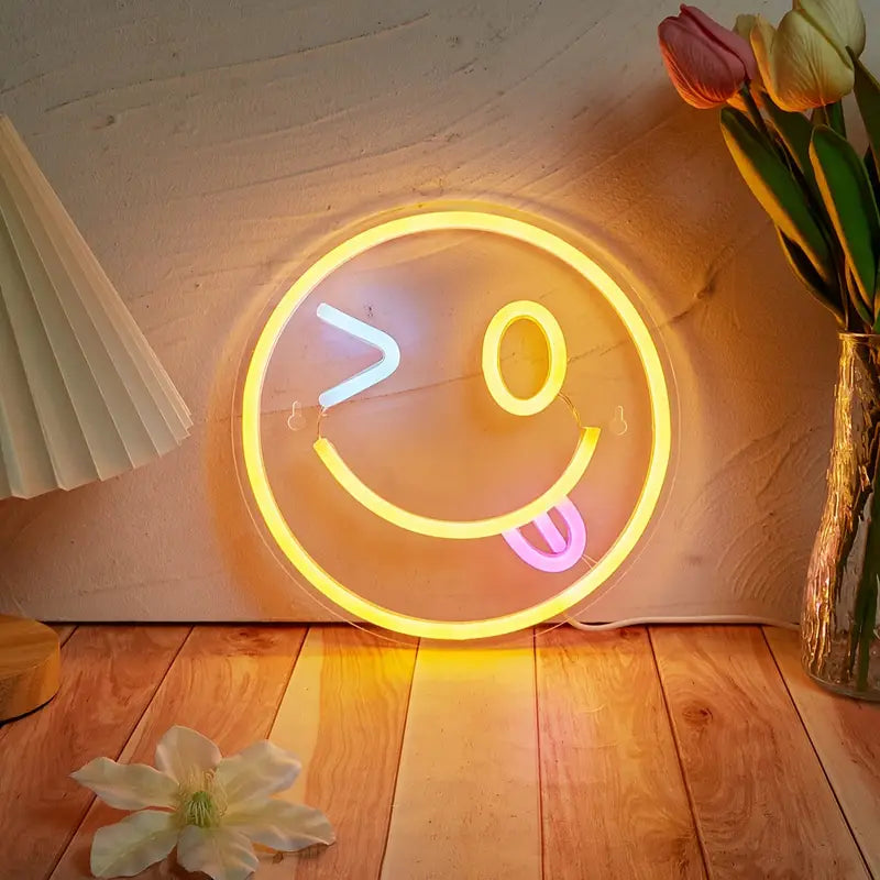 Neon Smiley Face Emoji Themed Lighting