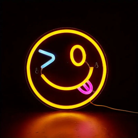 Neon Smiley Face Emoji Themed Lighting