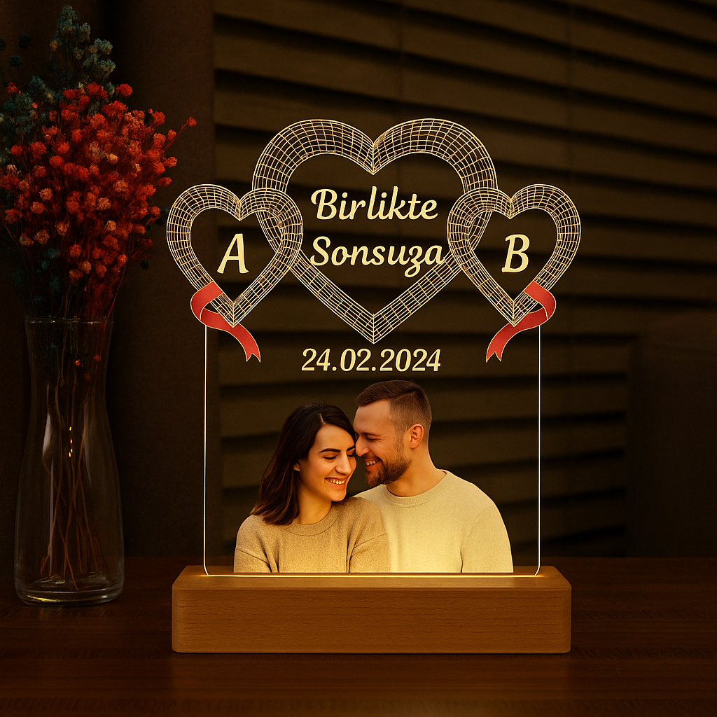 Personalized Anniversary Themed 3D Lighting Gift for Your Lover