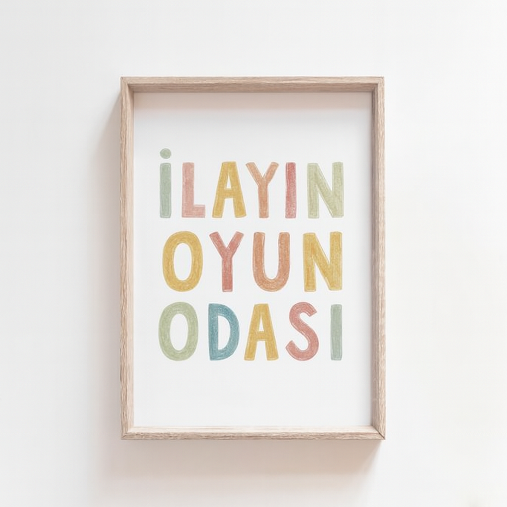 Kişiselleştirilebilir Çocuk İsimli Oyun Odası Tablosu | Eğlenceli & Dekoratif Çocuk Odası Dekoru | Çerçeveli Tablo