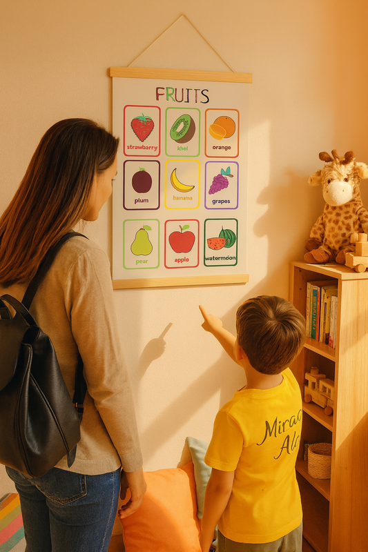Eğitici Meyveler Tablosu – Çocuklar İçin İngilizce Öğrenme Kanvas Poster