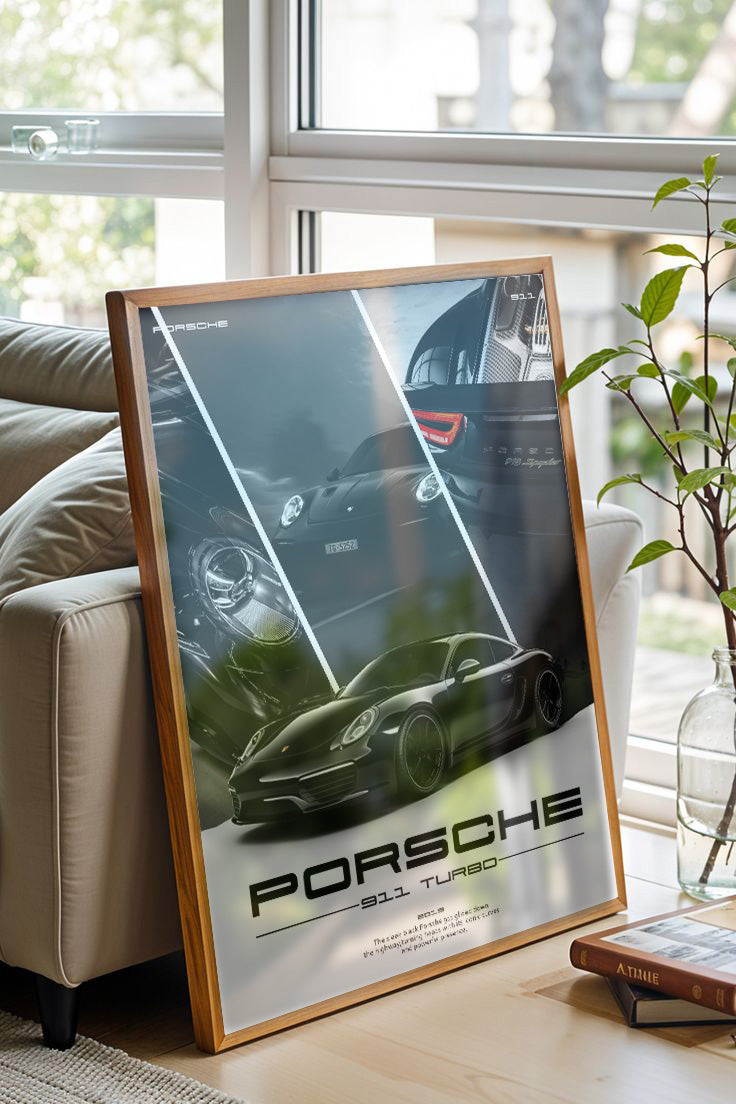 Porsche 911 Turbo Coupe – Siyah Supercar Tablo