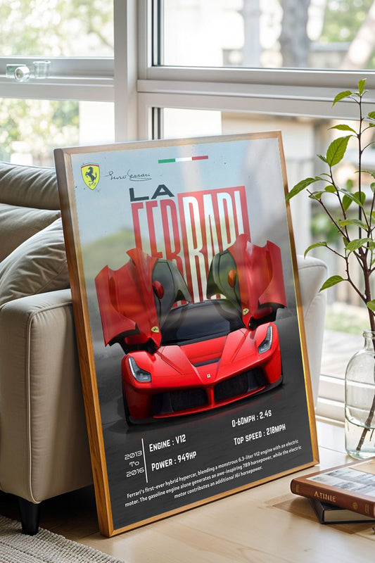 LaFerrari V12 Hypercar Poster – Premium Baskı, Çerçeveli Duvar Dekoru