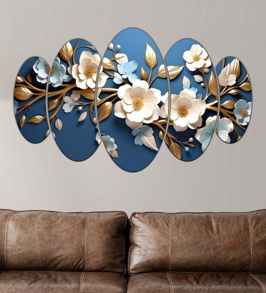 Blue Themed Floral Design Partial Table