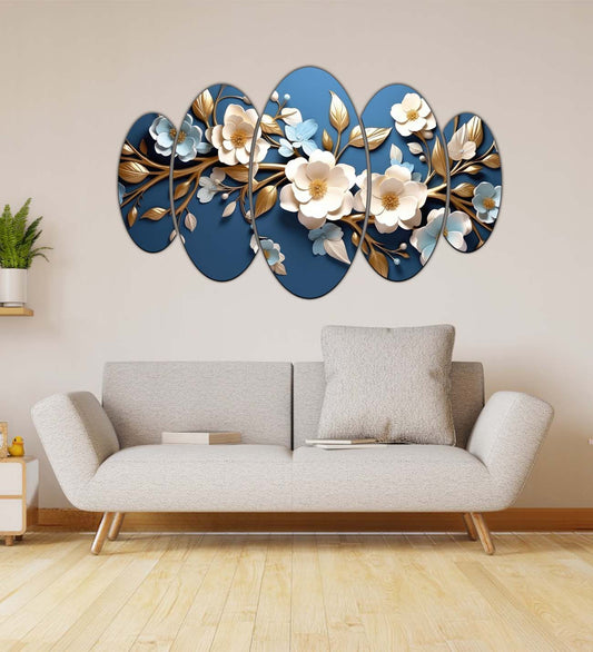 Blue Themed Floral Design Partial Table