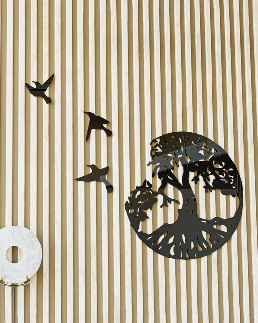 Hayat Ağacı Ve Kuş Motifli Home Tablo