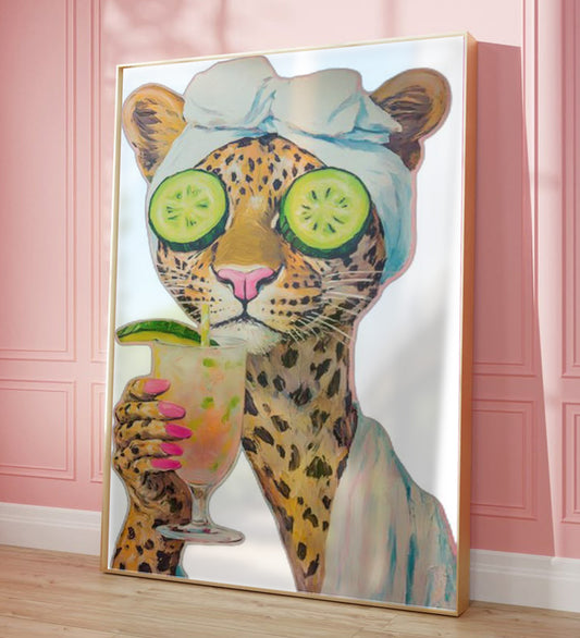 Leopard Goofy Framed Painting