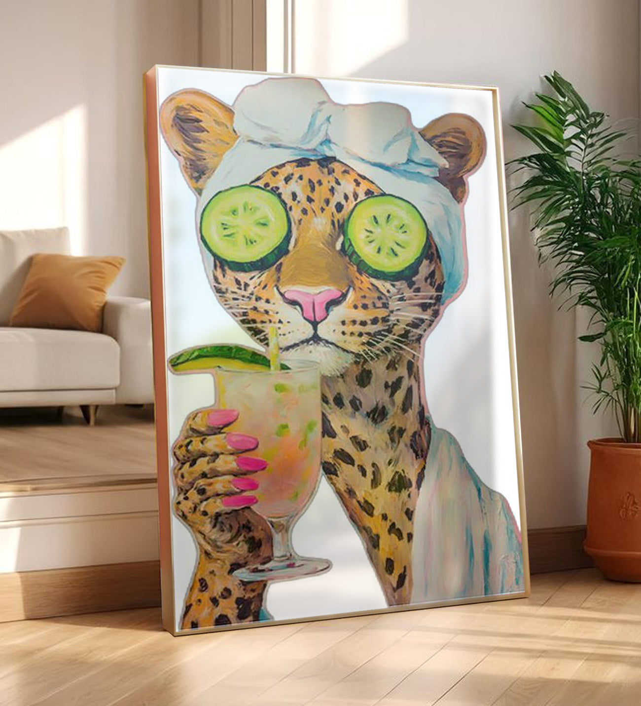 Leopar Uçuk Kaçık Çerçeveli Tablo