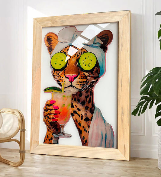 Leopard Goofy Framed Painting