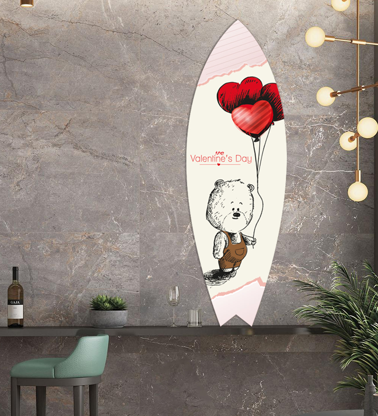 Personalized Teddy Bear and Heart Surfboard