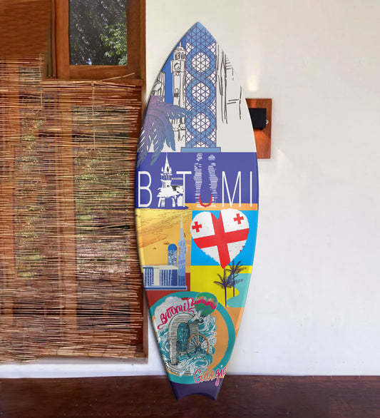 Decorative Surfboard with Batumi Georgia Design