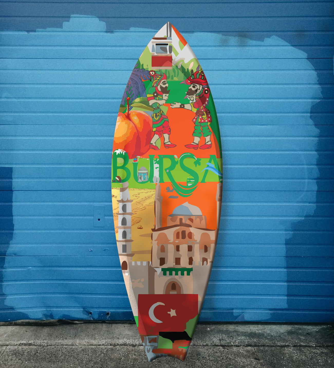 Bursa Temalı Dekoratif Sörf Tahtası