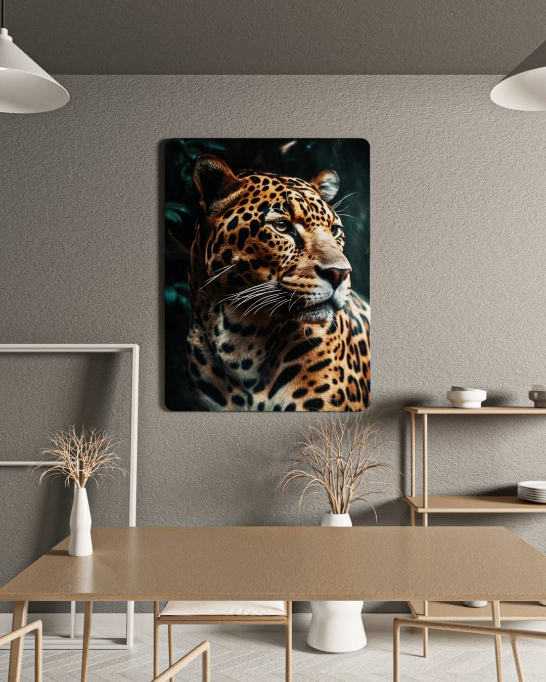 Leopar Parlak Cam Tablo