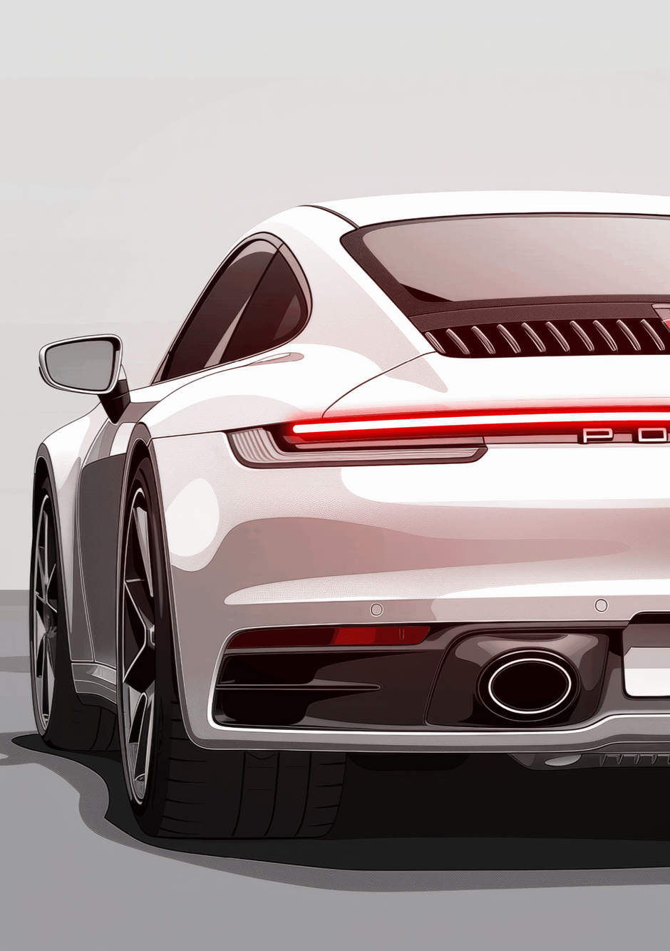 Porsche Beyaz 922 Neon Işıklı Tablo