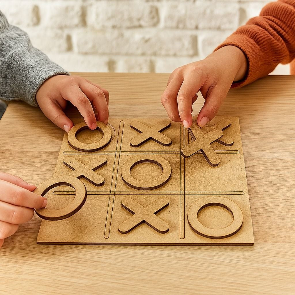 Ahşap XOX (Tic-Tac-Toe) Strateji Oyunu – Doğal Dokulu, Aile & Çocuklar İçin Eğitici Oyun 🎲🌿