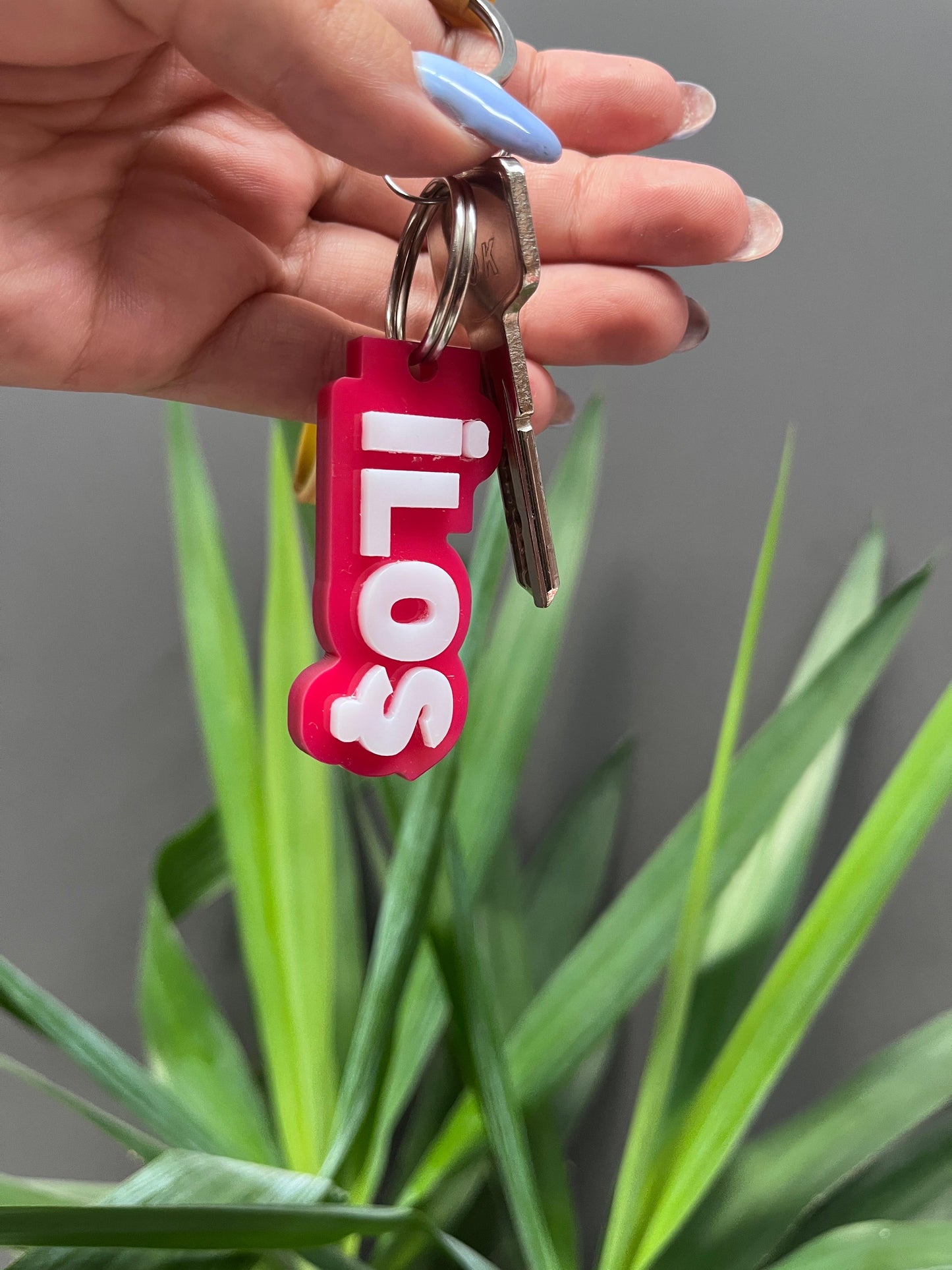 Personalized Keychain-Black Background-Pink-Green-Yellow