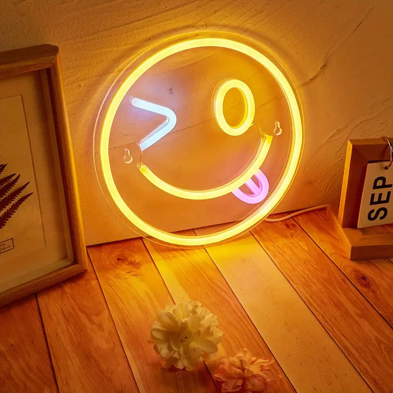 Neon Smiley Face Emoji Themed Lighting