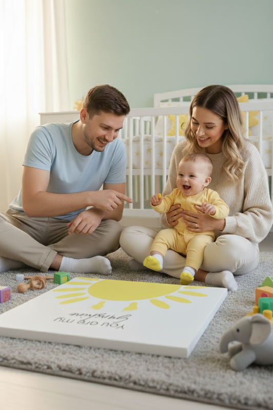 You Are My Sunshine” Ayak İzi Tablo Seti – Sarı Parmak boyası Dahil, Bebek ve Aile Etkinlik Anı Tablosu, Hatıra Hediyesi