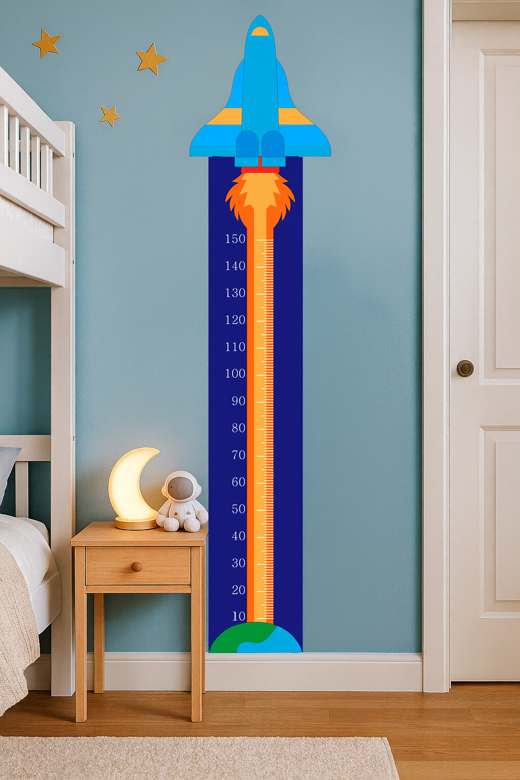 🚀 Çocuk Odası Roket Temalı Boy Ölçer Sticker