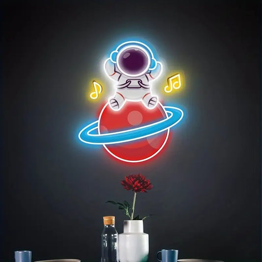 Neon Astronaut Children's Room Themed Illuminated Decorative Wall Lighting