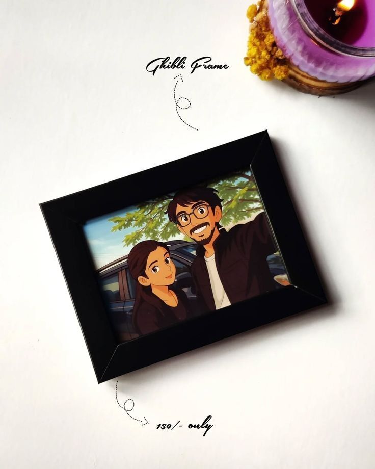 🌟 Kişiselleştirilebilir Ghibli Tarzı Çerçeveli Tablo 🌟 | Çocuk/Arkadaş Kolaj İllüstrasyon 🎁🖼️