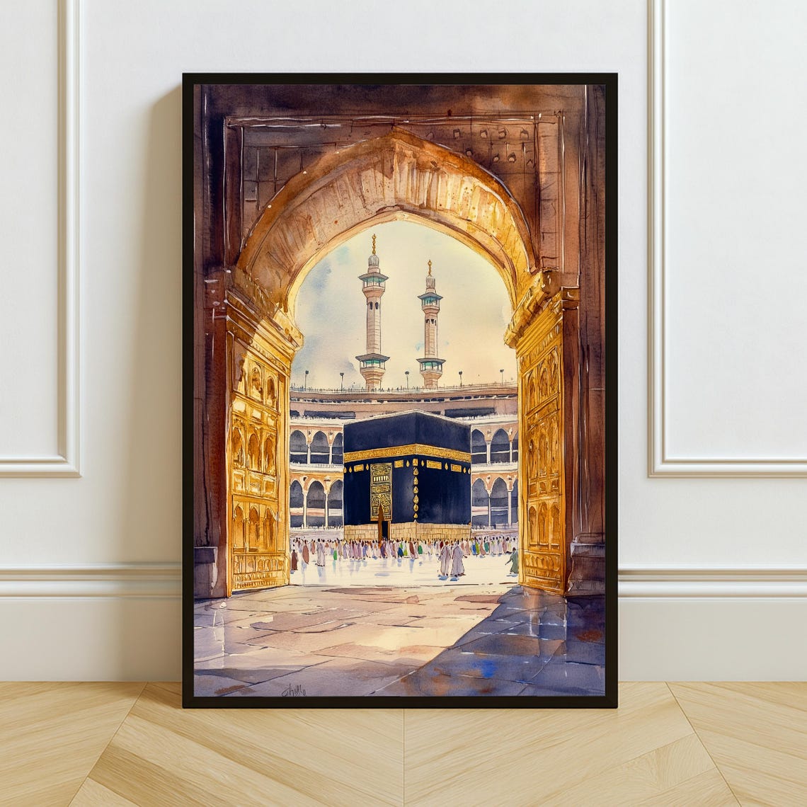 Kâbe Tablosu Mekke Mescid-i Haram Manzaralı Dini Dekoratif Duvar Tablosu