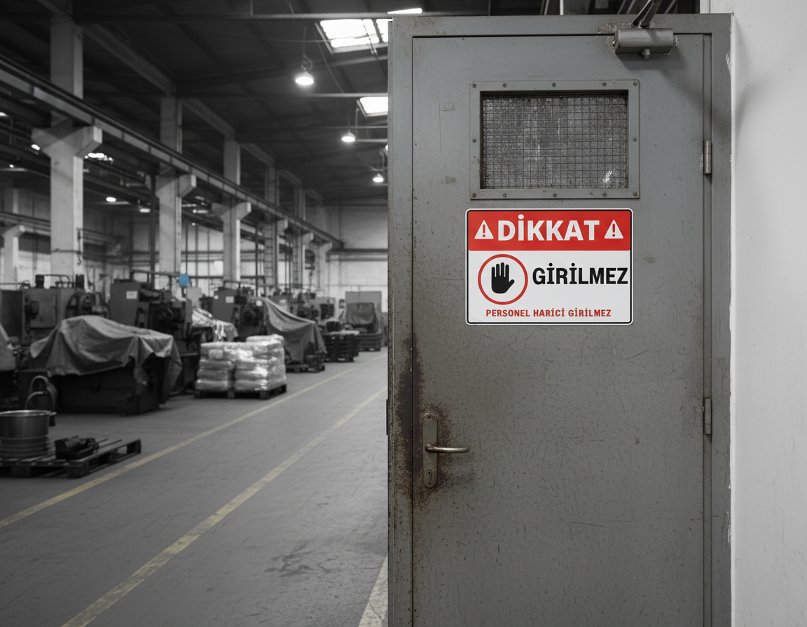 Dikkat Girilmez Uyarı Levhası 25x35 cm UV Baskı Kendinden Yapışkanlı Kapı Stickerı