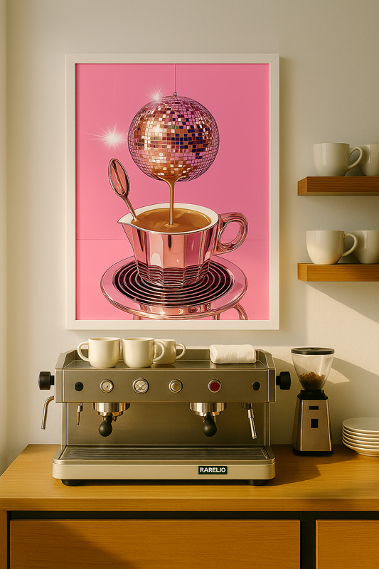 Disco & Coffee Sanatı – Modern Çerçeveli Tablo