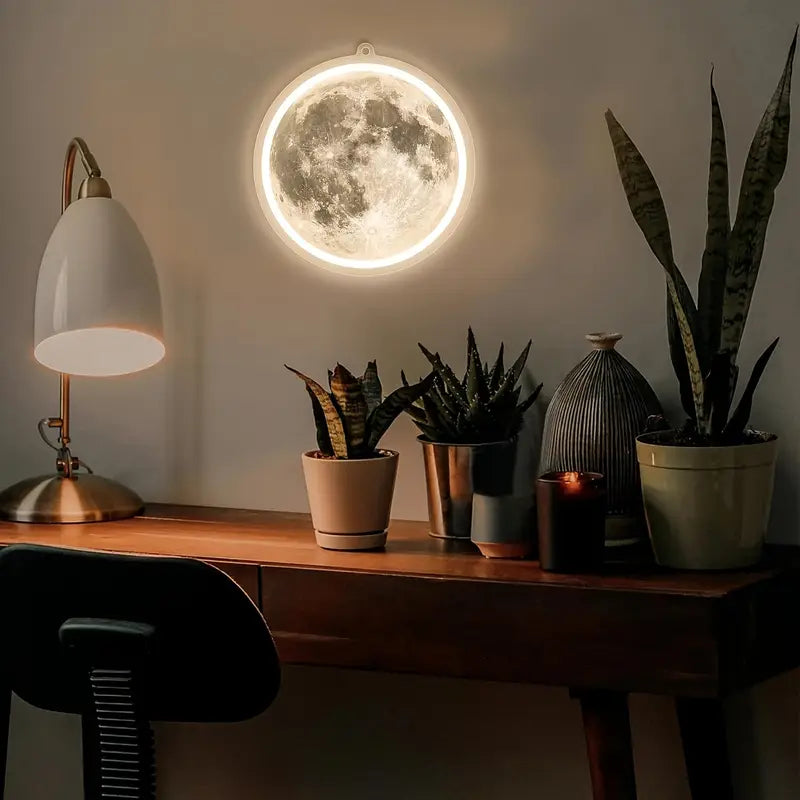 Neon Ay temalı Işıklı Dekoratif Duvar Aydınlatması