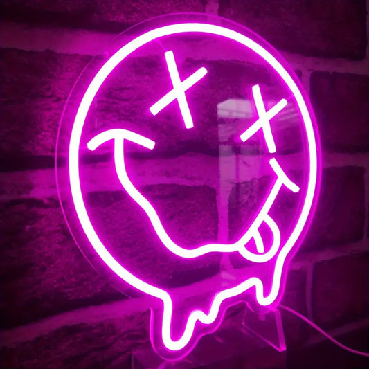 Neon Melting Smiley Face Emoji Themed Lighting