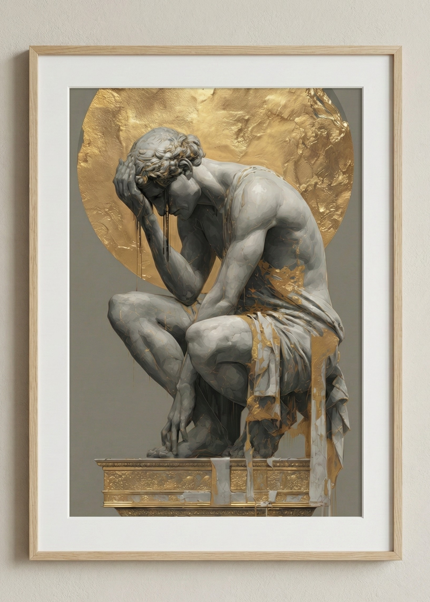 Altın Varaklı Modern Heykel Tasarım Çerçeveli Tablo