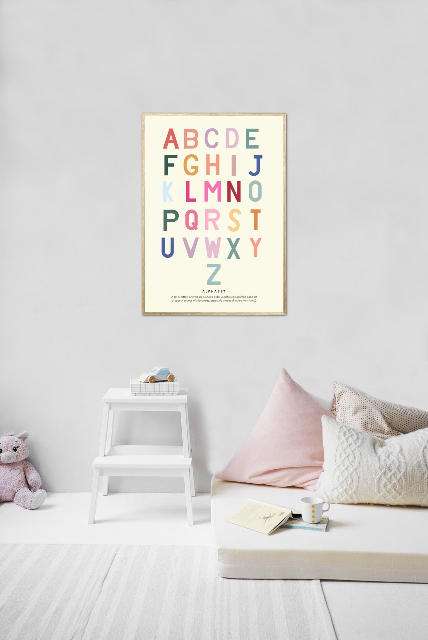 Alfabe ABC Çocuk Odası Tablosu | Eğitici ve Dekoratif Çocuk Odası Dekoru | Çerçeveli Tablo