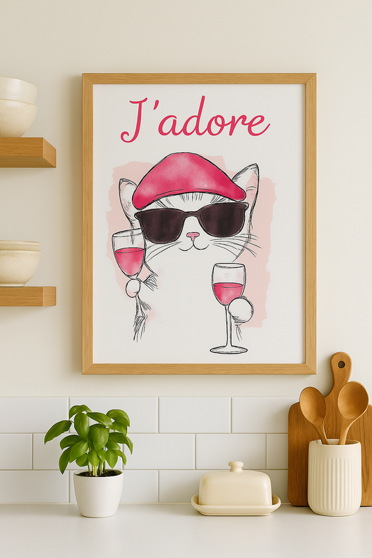 💫 “J’adore” Kedi Tablosu – Tarzınızı duvara yansıtın!