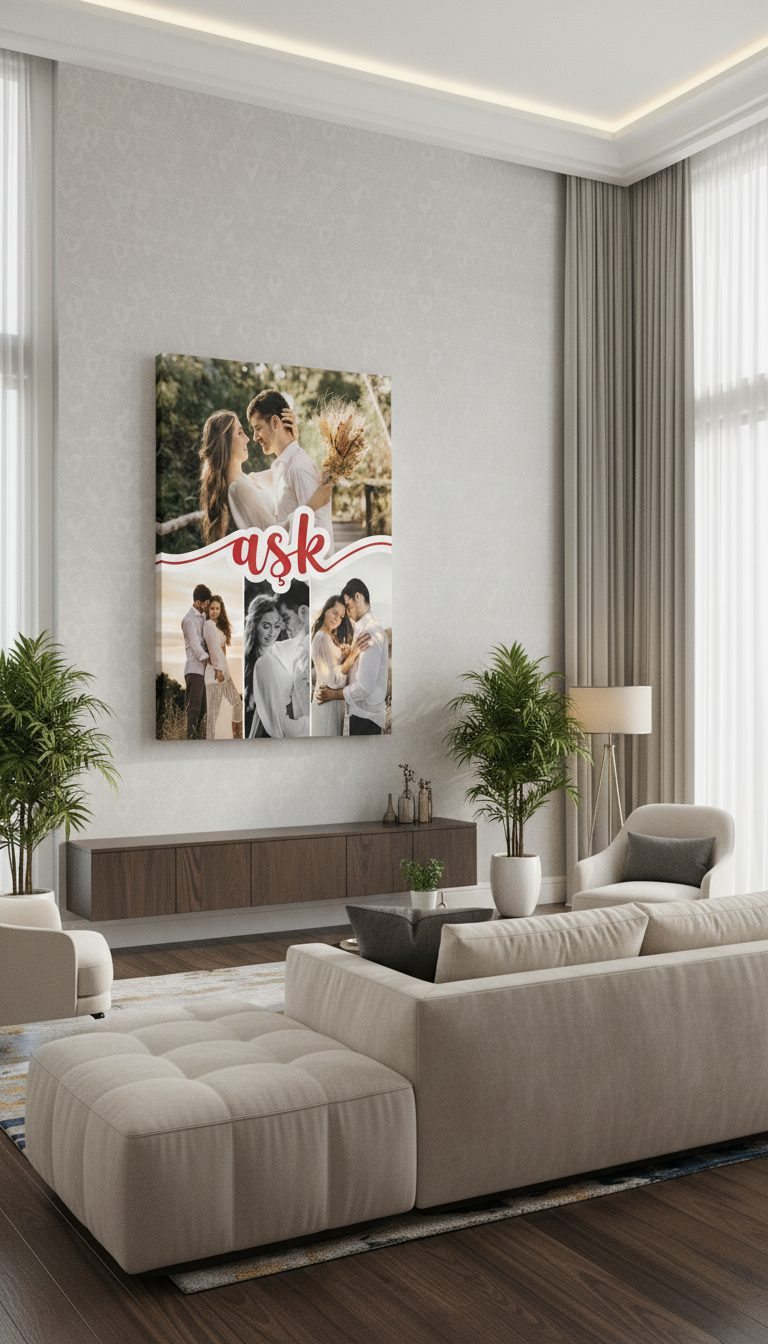 Kişiye Özel “Aşk” Temalı 4 Fotoğraflı Kanvas Tablo | Sevgiliye Romantik Hediye | Yıl Dönümü ve Özel Gün Dekoru