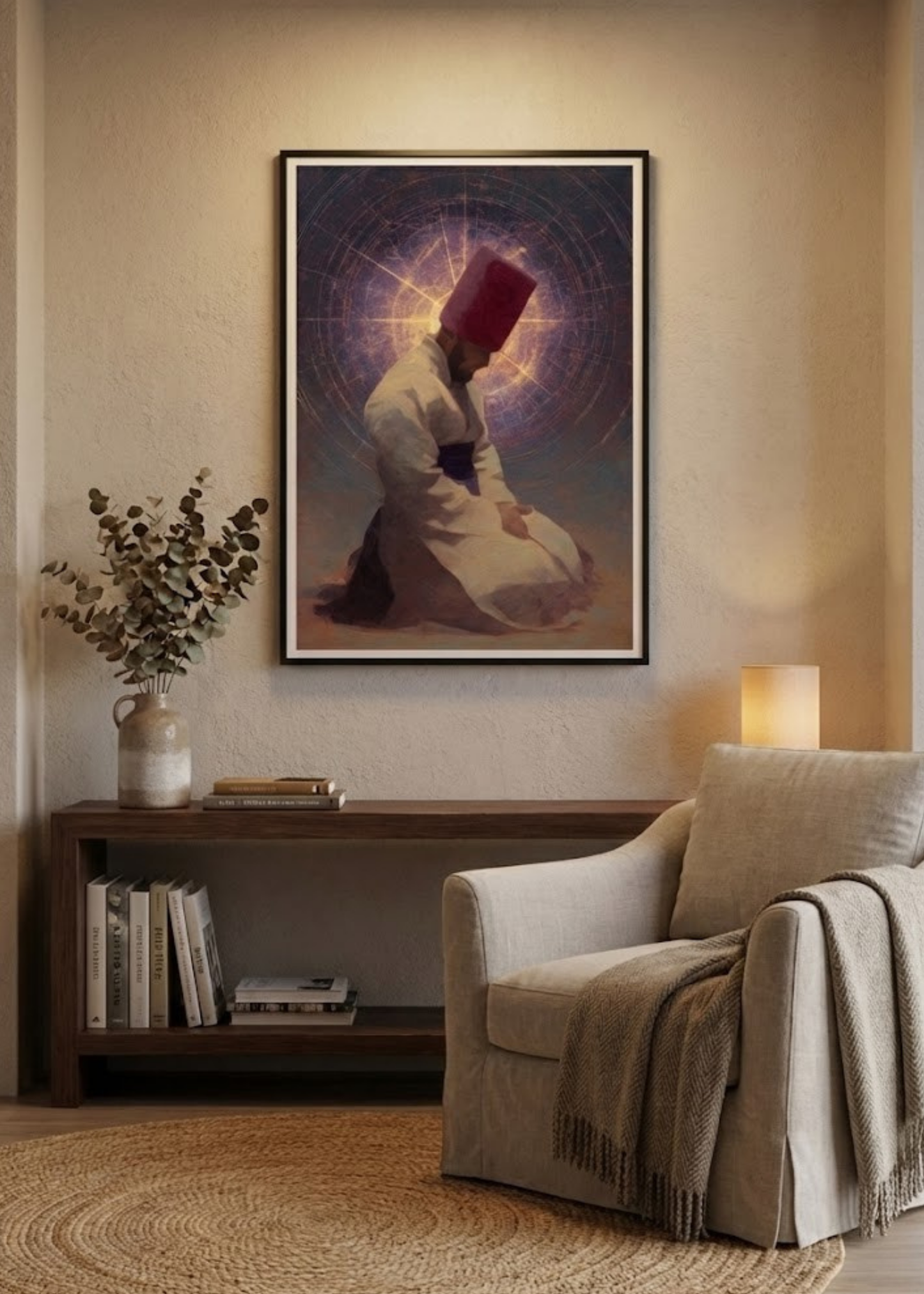 Semazen İllüstrasyon Çerçeveli Tablo - Mevlana Temalı Sanat Eseri