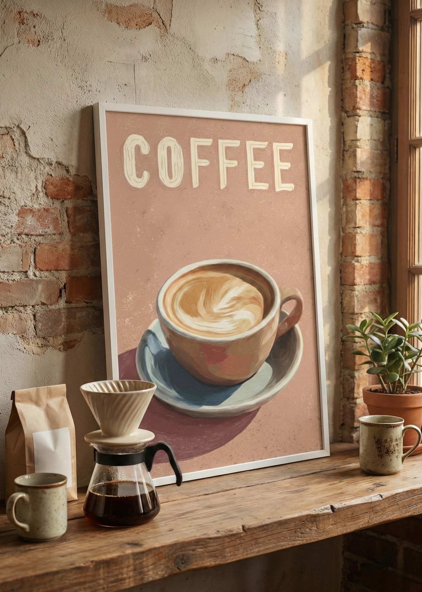 Coffee Temalı Çerçeveli Tablo Modern Kahve Duvar Dekoru Mutfak Kahve Köşesi Tablosu