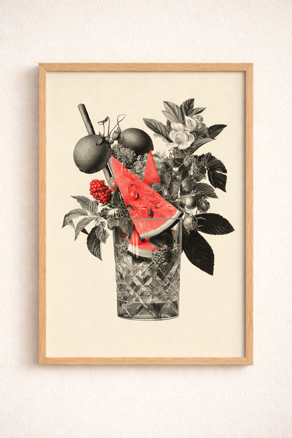 Yaz Temalı Karpuz ve Meyve Tasarım Dekoratif Duvar Tablosu