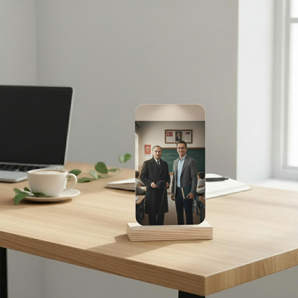 Öğretmenler Günü Hediyesi Kişiye Özel Atatürk Temalı Pleksi Masa Üstü Tablo | Öğretmene Anlamlı ve Kalıcı Hediye