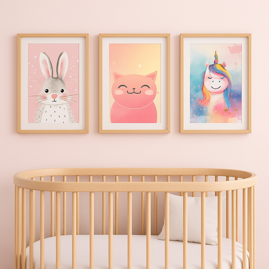 🌟 Çocuk Odalarına Renk ve Neşe Katacak 3’lü Tablo Seti 🌟