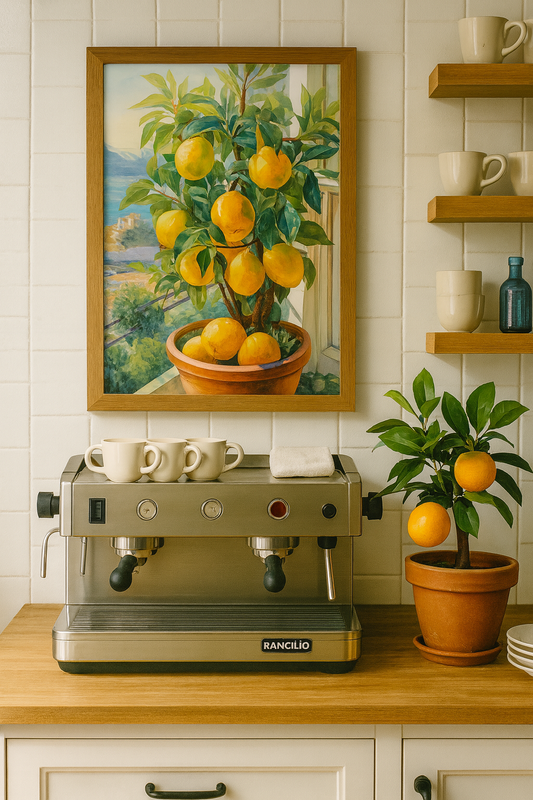 Saksıda Limon Yetiştirme Tablosu 🍋 – Ahşap Çerçeveli Dekoratif Mutfak Duvar Dekoru