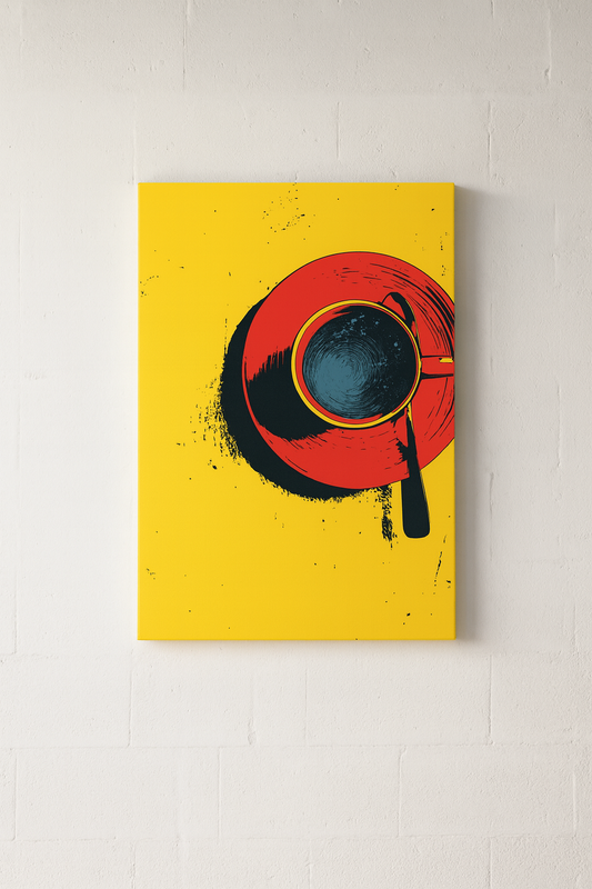 Pop Art Kahve Kanvas Tablo – Mutfak Dekorunda Enerji Patlaması – Modern Kafe Tarzı Duvar Tablosu