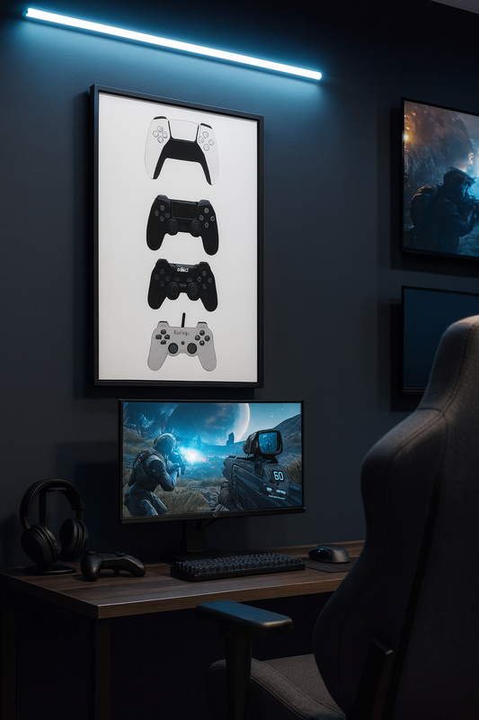 🎮 Oyun Tutkunlarına Özel Pleksi Gamepad Tablosu – Modern Oyun Odası Duvar Dekoru